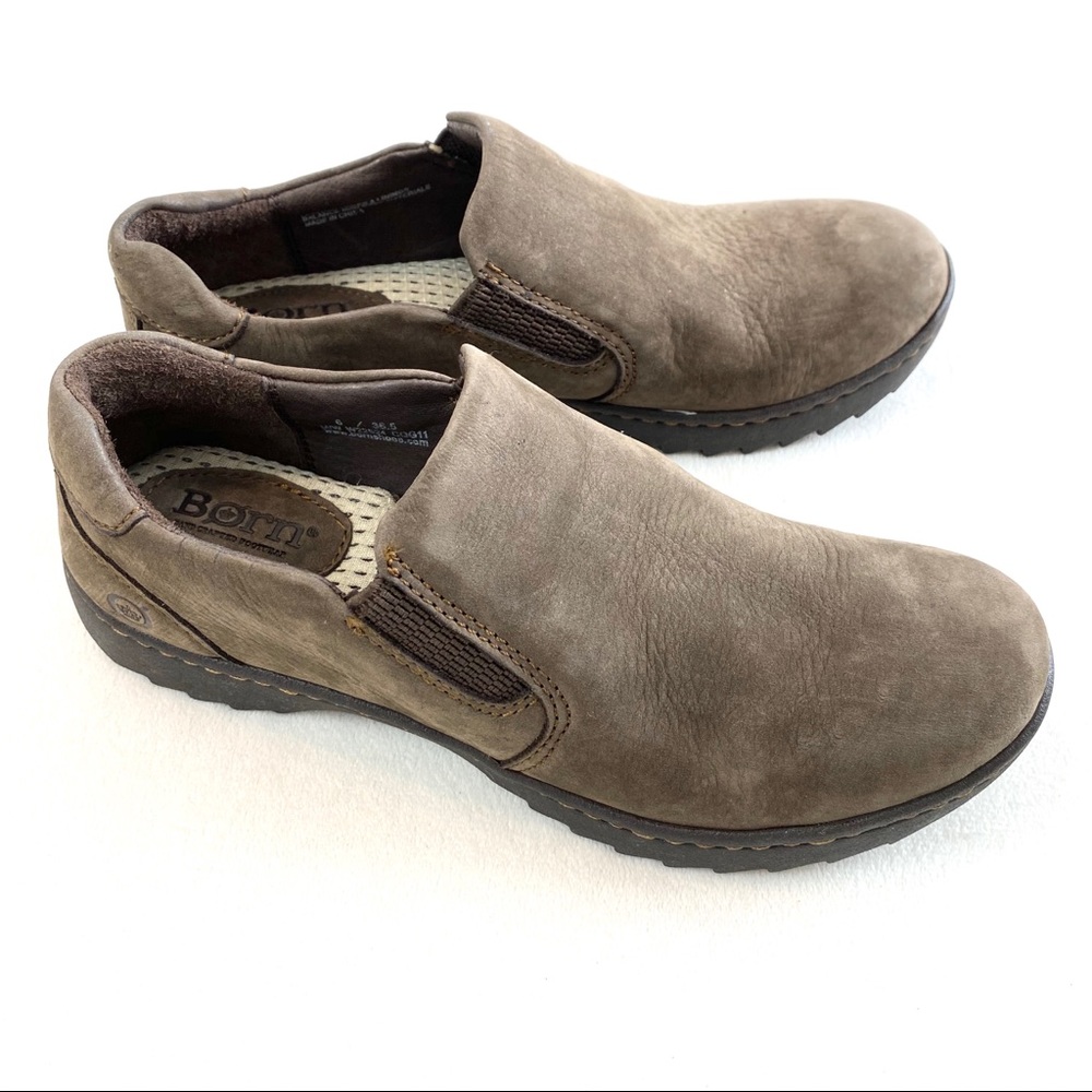 Born Phoebe Nubuck Taupe Slip On Loafers - Picture 4 of 15